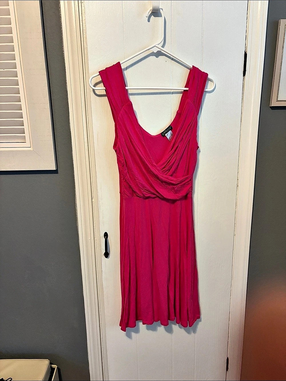 Venus Pink Draped Neck Midi Dress